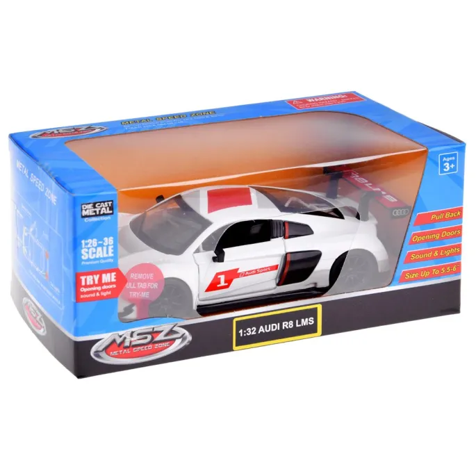 zbliżenie na starannie odwzorowaną karoserię modelu Audi R8 LMS