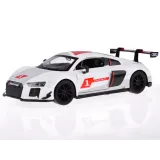 widok na cały model sportowego auta Audi R8 LMS na białym tle