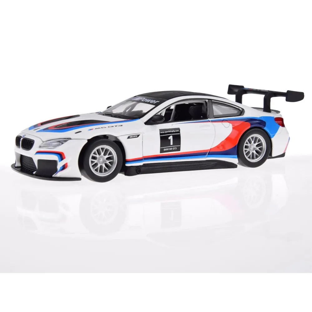 metalowy model bmw m6 gt3 z efektem friction power na gładkiej powierzchni