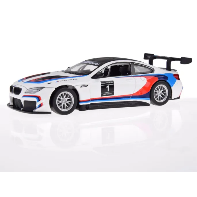 metalowy model bmw m6 gt3 z efektem friction power na gładkiej powierzchni