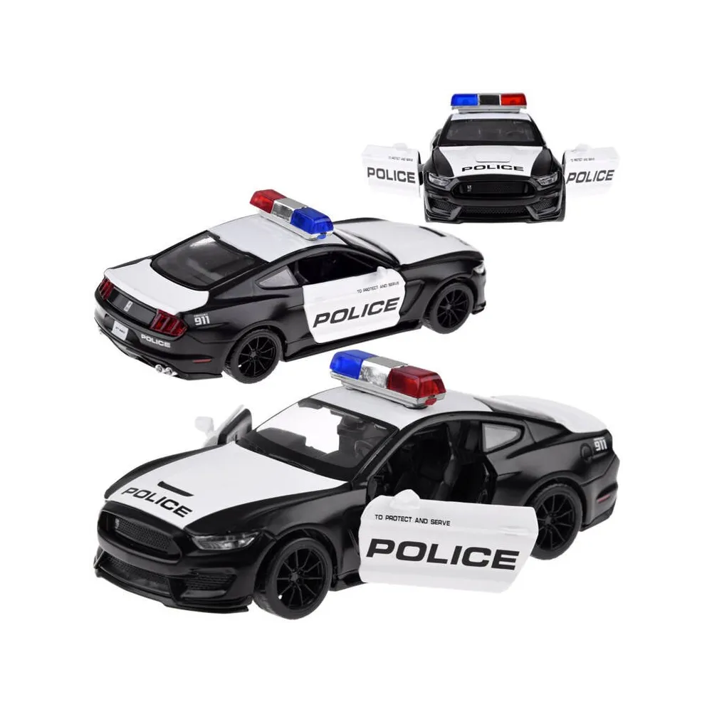 metalowy policyjny Ford Shelby GT350 w skali 1:32 z otwieranymi drzwiami