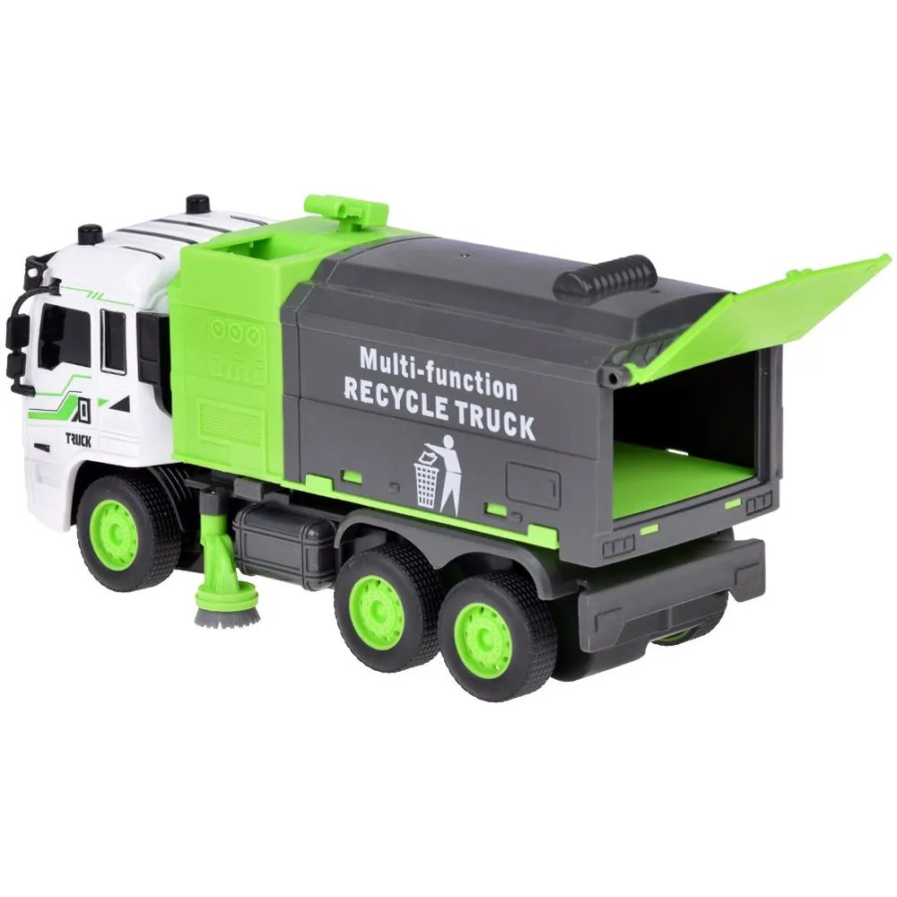 otwierana tylna klapa śmieciarki rc0684 w pozycji do wyładunku