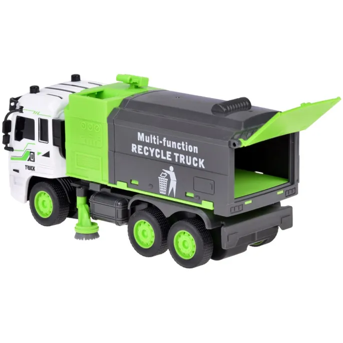 otwierana tylna klapa śmieciarki rc0684 w pozycji do wyładunku