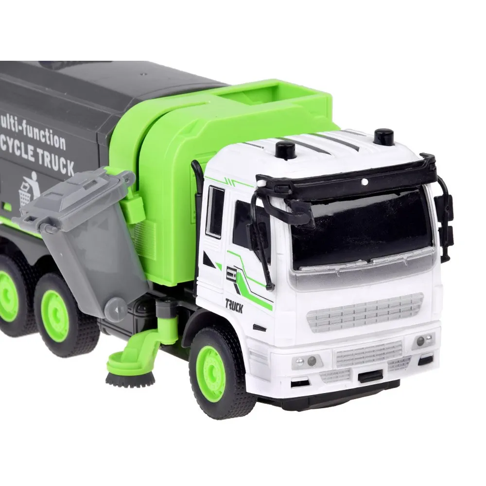 kosz na śmieci i podnośnik zamontowane przy śmieciarce rc0684