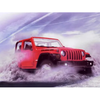 światła przednie jeep rubicon świecące podczas jazdy