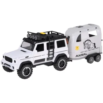 Auto terenowe z otwieraną przyczepą bukmanką + KOŃ Światło i dźwięk ZA5912