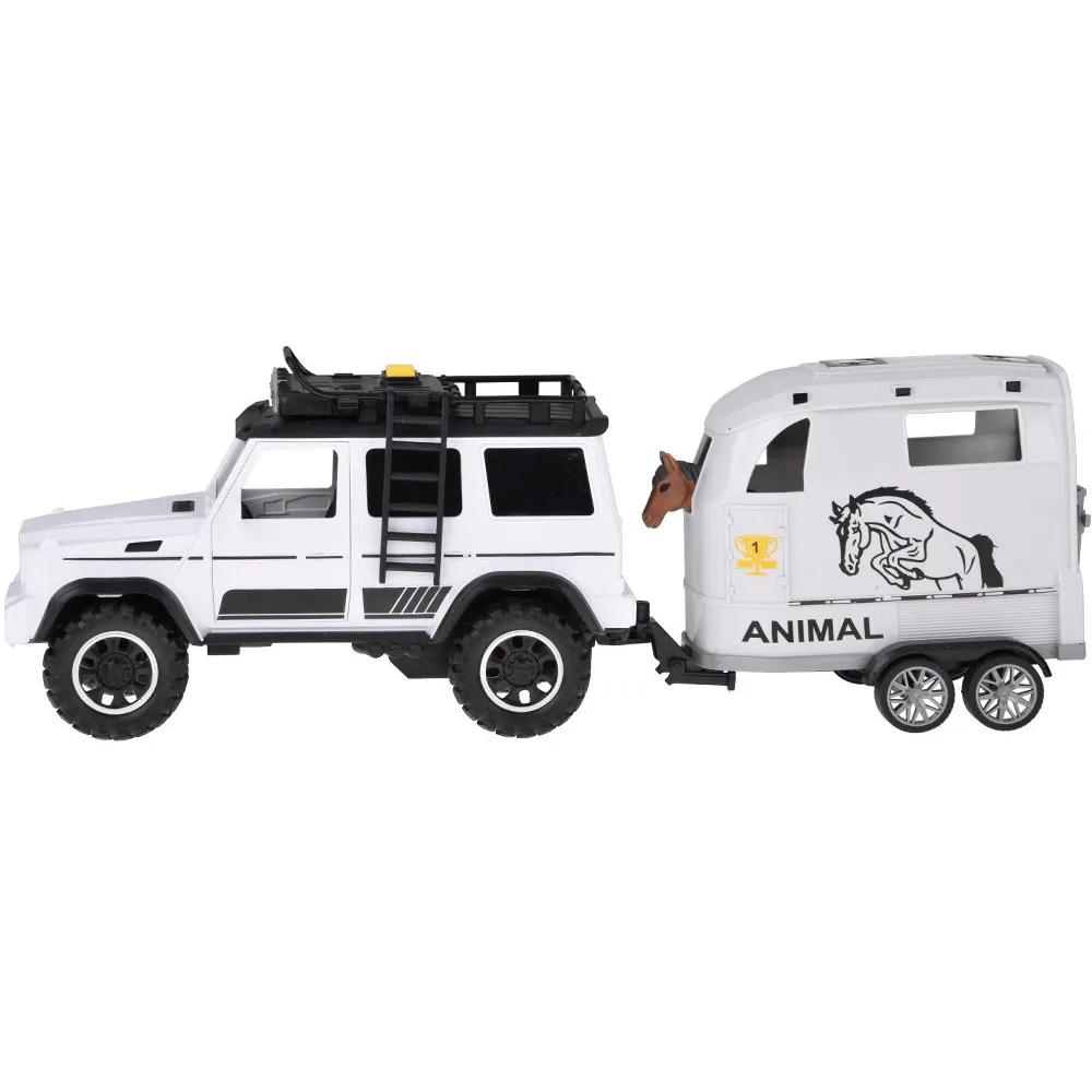 przyczepa typu bukmanka z motywem konia podczas otwierania klapy