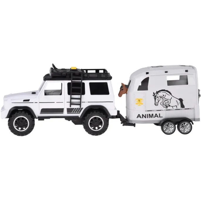 przyczepa typu bukmanka z motywem konia podczas otwierania klapy