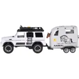 przyczepa typu bukmanka z motywem konia podczas otwierania klapy