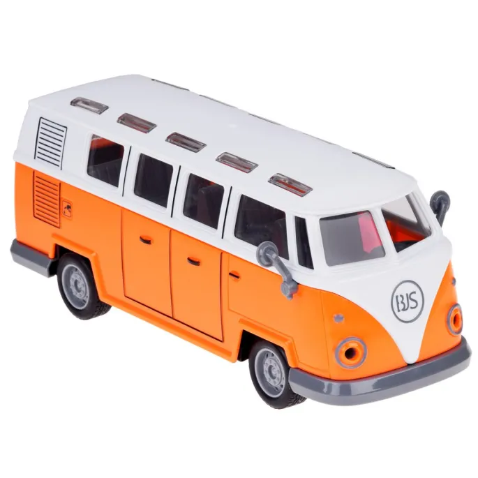 widok boczny na okna i drzwi autobusu zabawkowego