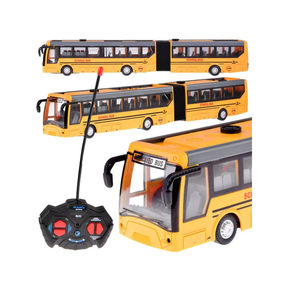 autobus szkolny RC0624 przegubowy na pilota z żółtym nadwoziem