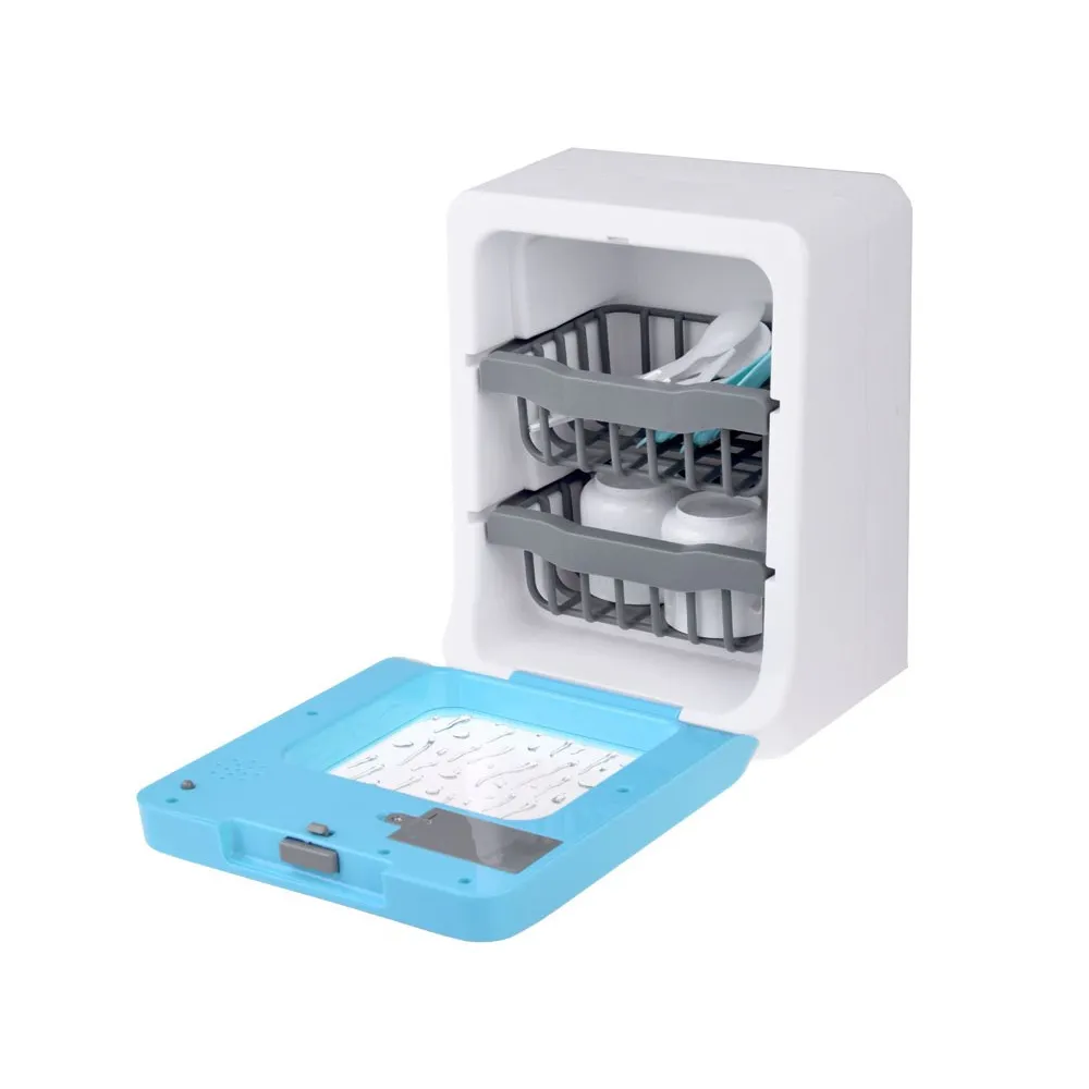 otwierane drzwi zmywarki z widocznymi koszami na naczynia