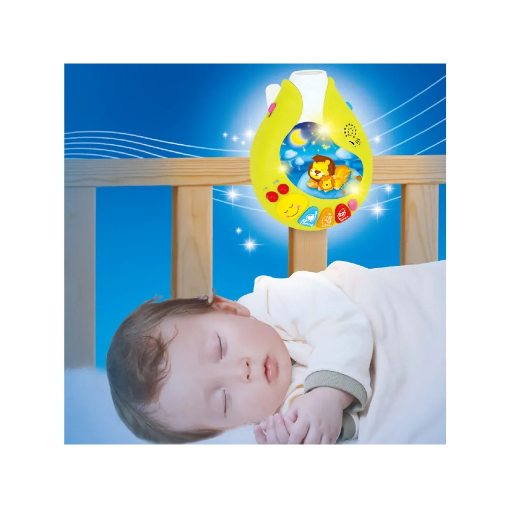 karuzelka z włączoną lampką i widocznym subtelnym światłem