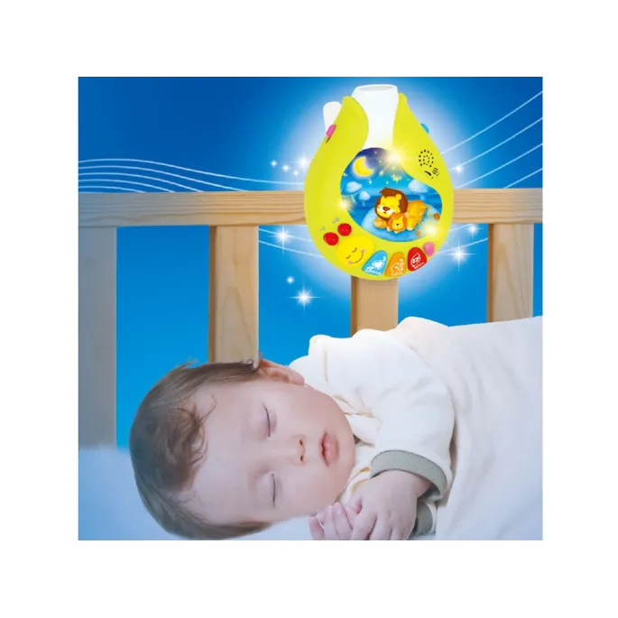 karuzelka z włączoną lampką i widocznym subtelnym światłem