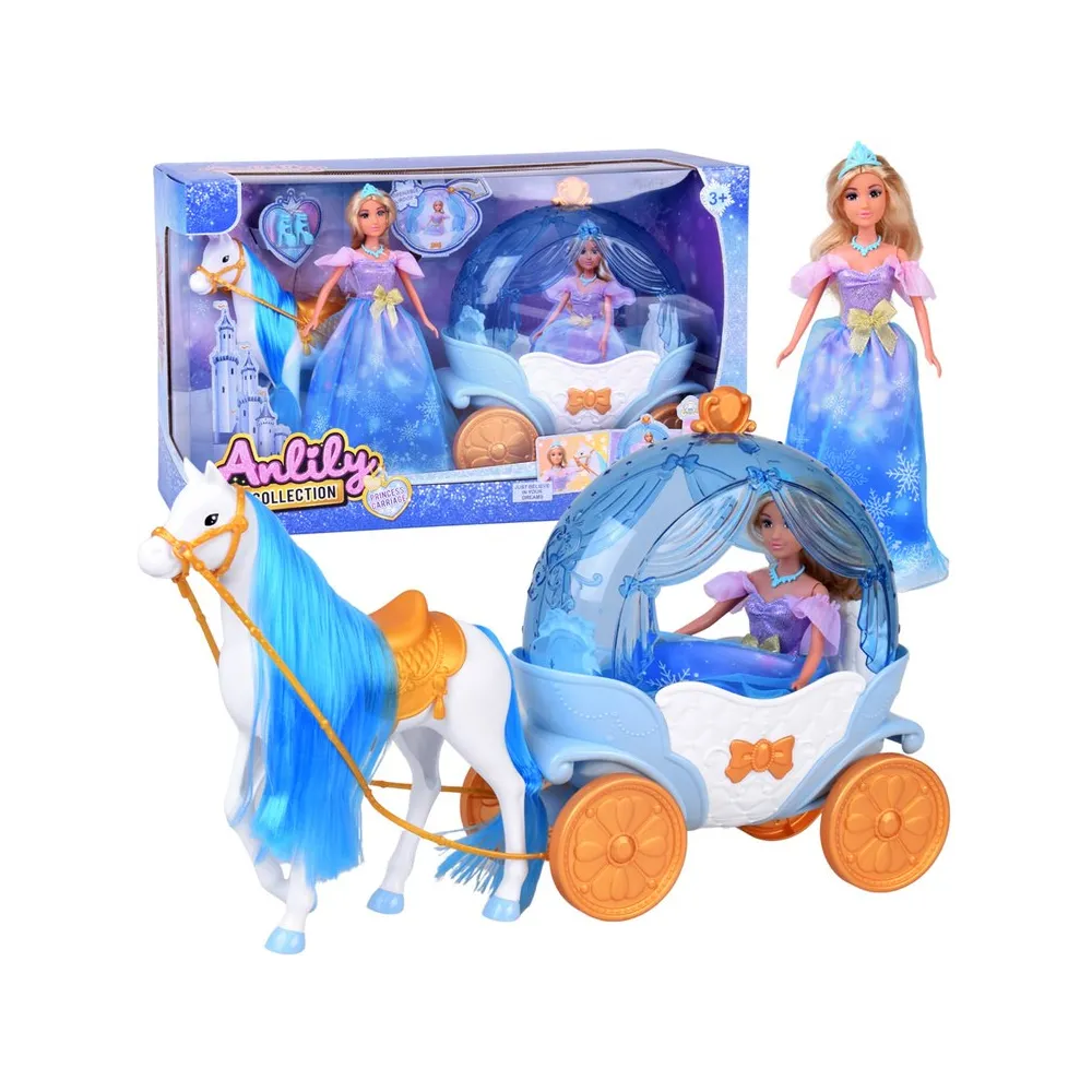 bajkowa lalka księżniczka w balowej sukni z długimi jasnymi włosami