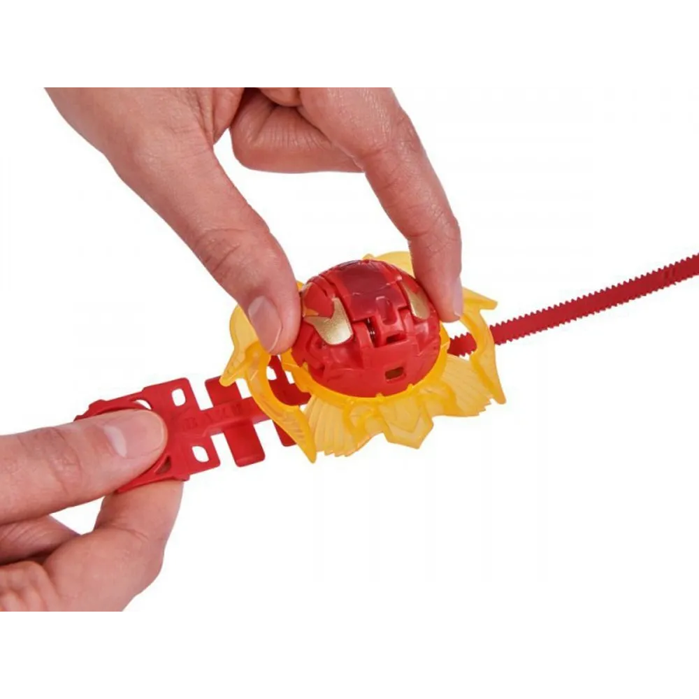 Figurka Attack Mantida Bakugan umieszczona przy pojemniku kolekcjonerskim