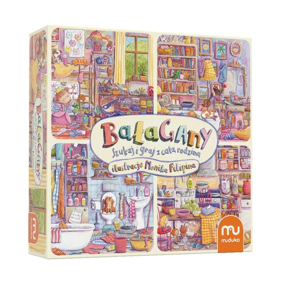 gra planszowa Bałagany MUDUKO z dużą planszą z puzzli i zadaniami