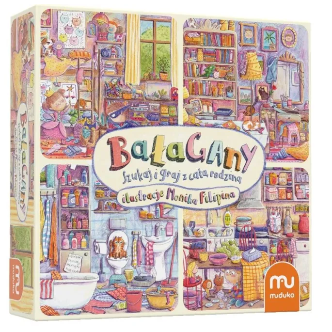 gra planszowa Bałagany MUDUKO z dużą planszą z puzzli i zadaniami