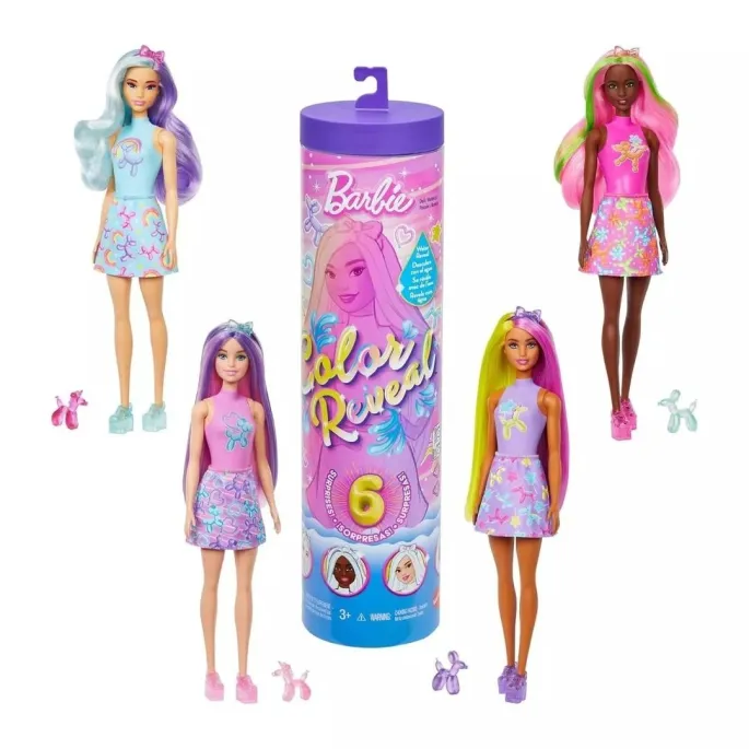 Barbie Color Reveal Balonowe zwierzątka z kolorowymi detalami i motywem niespodzianki