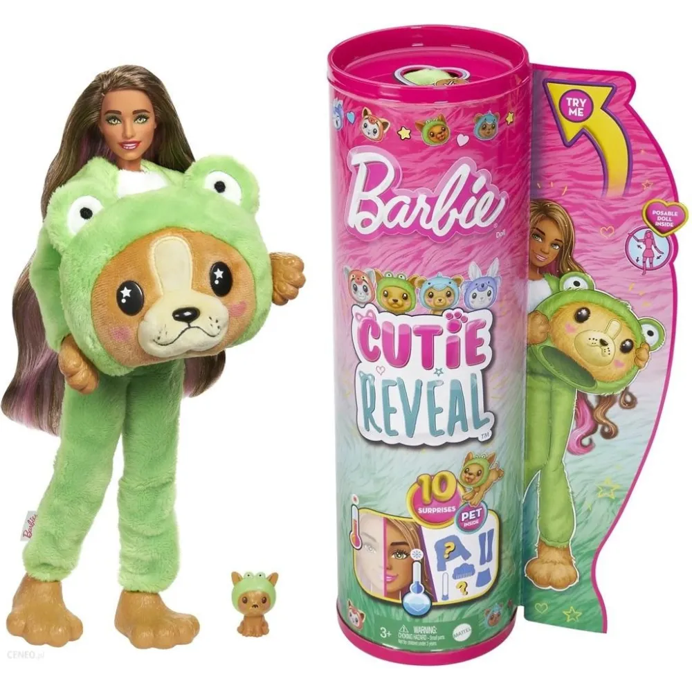 Barbie Color Reveal w kostiumie pieska i żaby z akcesoriami do zabawy