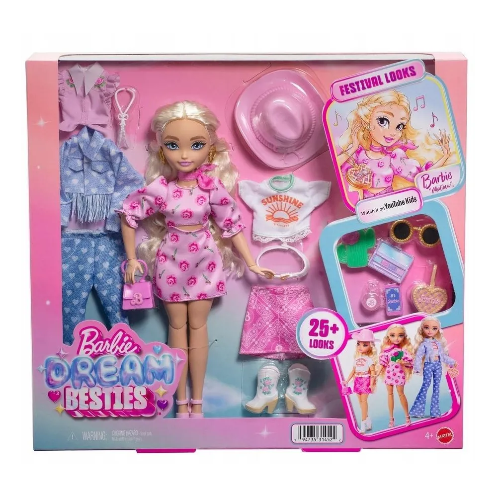 Barbie Dream Besties Malibu Festiwalowe stylizacje z akcesoriami i letnim ubiorem