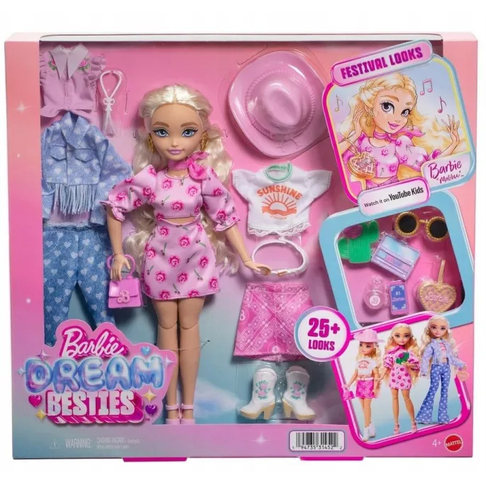 Barbie Dream Besties Malibu Festiwalowe stylizacje z akcesoriami i letnim ubiorem