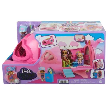 Barbie Extra Fly Samolot HPF72 z lalką i akcesoriami na tle dekoracji