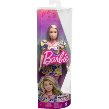 Barbie Fashionistas w kwiecistej sukience i różowych dodatkach