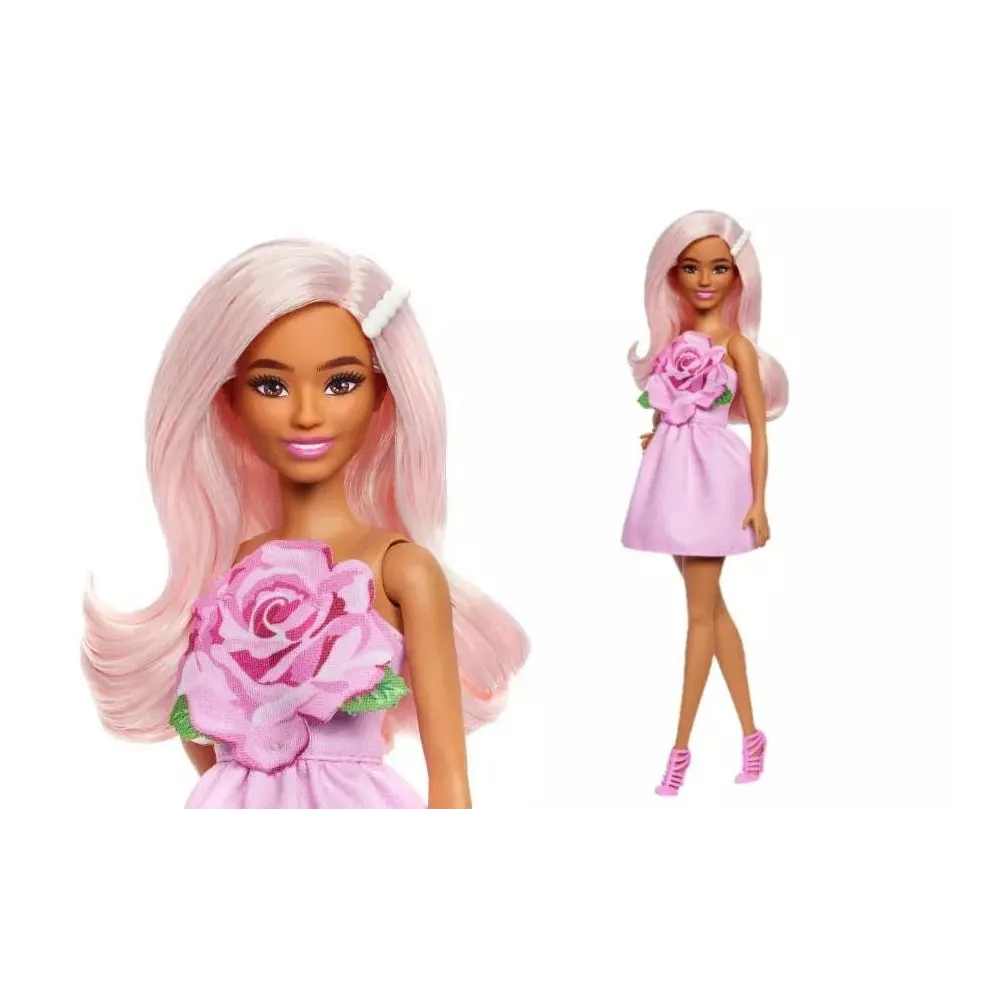 Barbie Fashionistas ubrana w oryginalną sukienkę z modnymi detalami