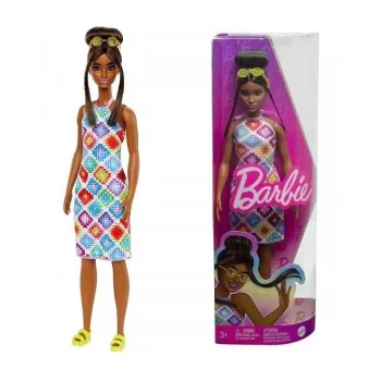 Barbie Fashionistas w kolorowej sukience HJT07 z dodatkami