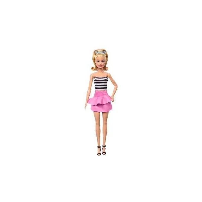 Barbie Fashionistas HRH11 w czarnych szpilkach i niebieskich okularach w modnej stylizacji