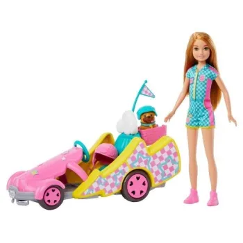 Barbie Gokart Stacie z pojazdem filmowym i lalką w stroju rajdowym