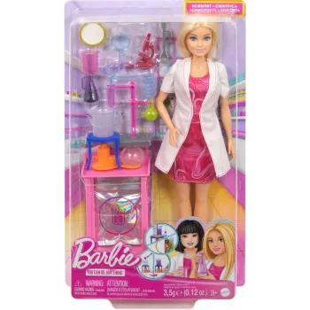 Barbie Kariera Naukowiec w stroju laboratoryjnym z akcesoriami naukowca