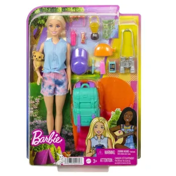 Barbie Malibu z szczeniaczkiem i akcesoriami biwakowymi w zestawie kempingowym