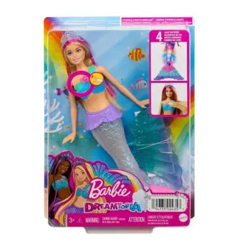 Barbie Malibu syrenka z migoczącymi światełkami i kolorowym ogonem