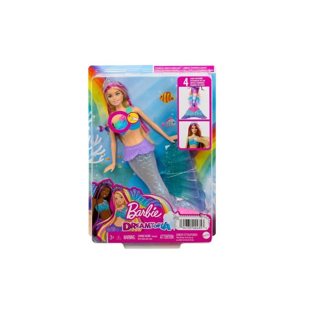 Barbie Malibu syrenka z migoczącymi światełkami i kolorowym ogonem