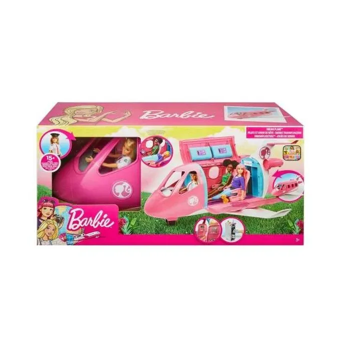 Barbie Samolot z lalką Pilotka – widok zabawki z otwartym wnętrzem
