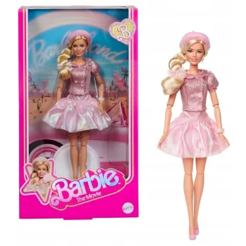 Barbie The Move Pink Puffy Dress w różowej sukni z bufkami na tle białym