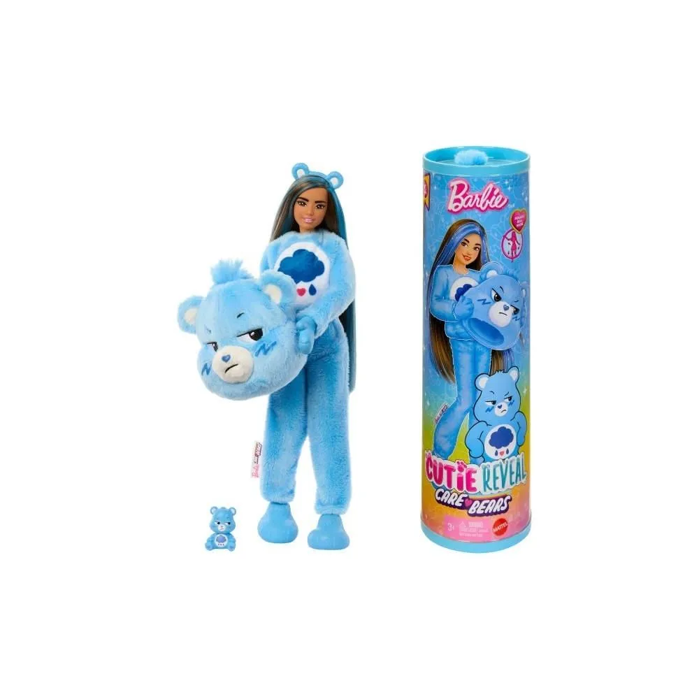 Barbie w kostiumie misia Gdereka z akcesoriami i minimiśkiem na białym tle