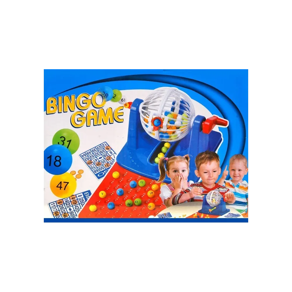 komplet elementów zestawu gry BINGO GR0251 rozłożony na stole