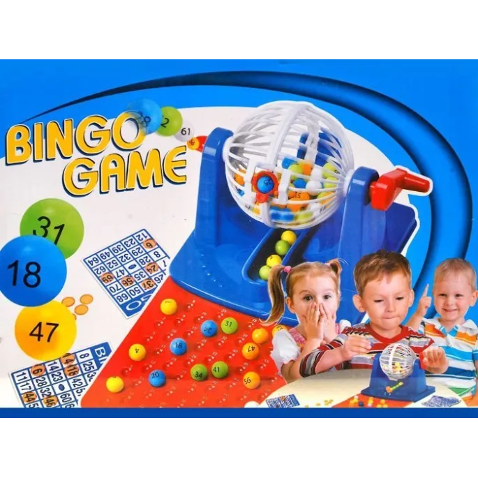 komplet elementów zestawu gry BINGO GR0251 rozłożony na stole