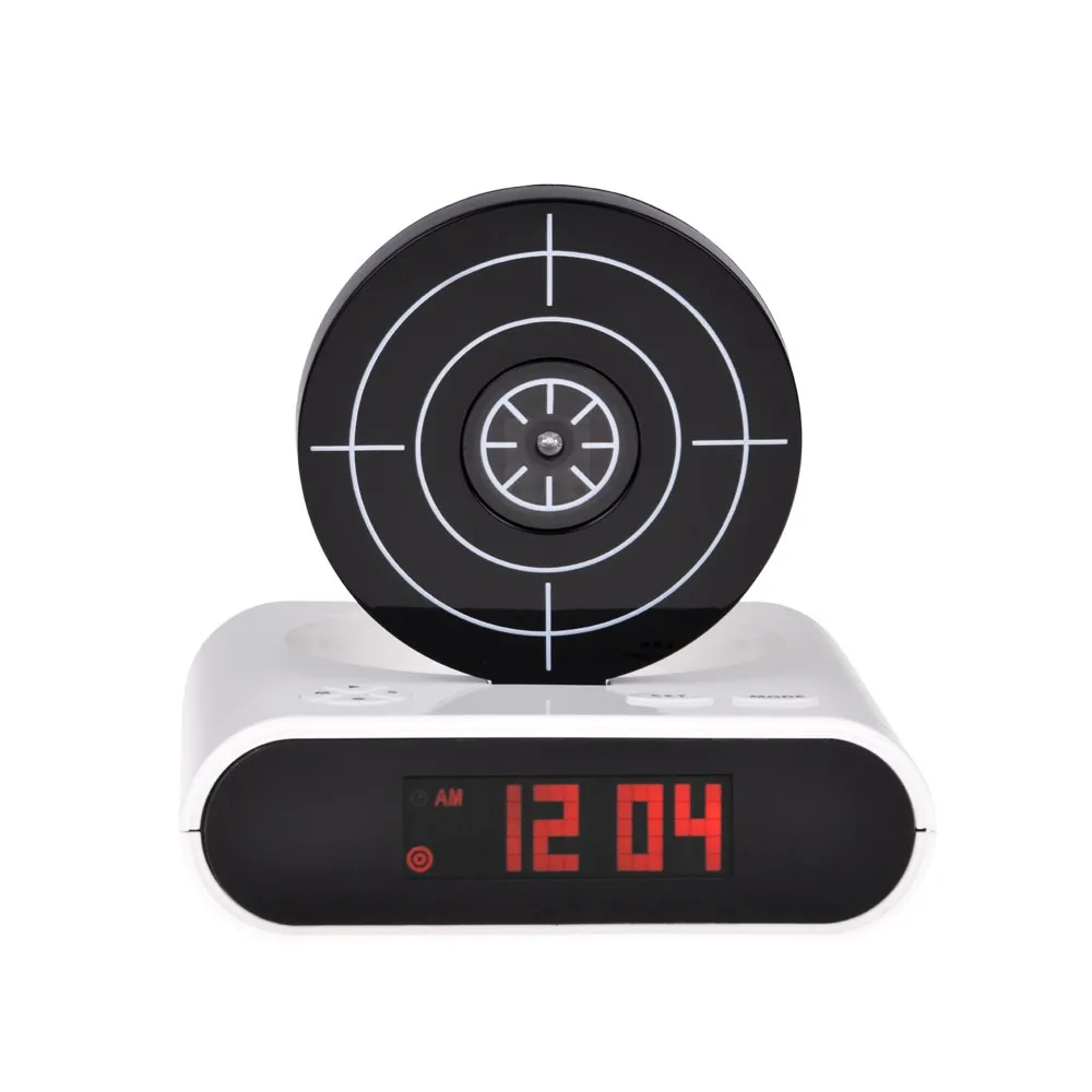 kompaktowy budzik z pistoletem widok z przodu