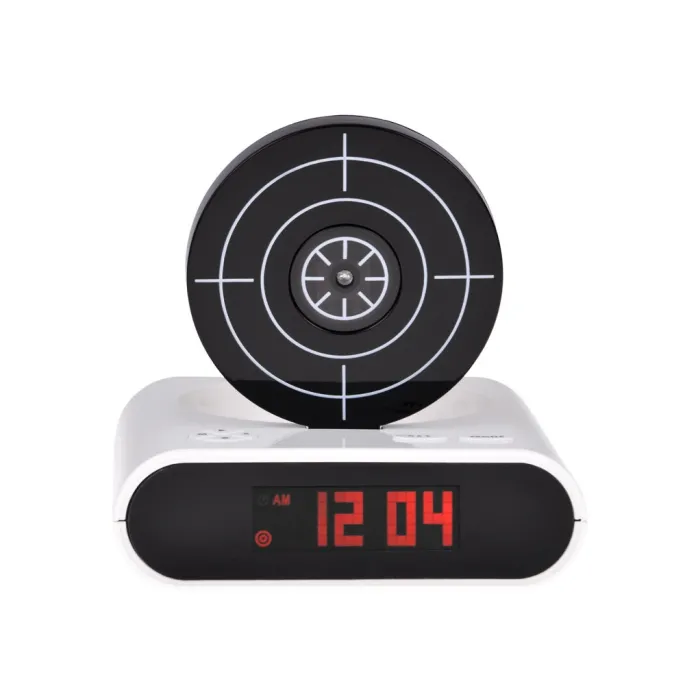 kompaktowy budzik z pistoletem widok z przodu