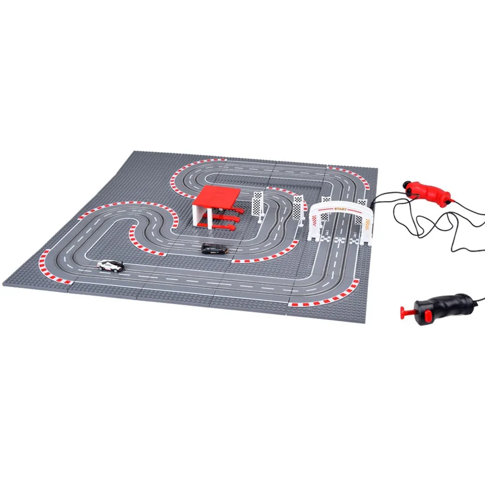 kolorowe flagi oraz naklejki na klockach toru bugatti