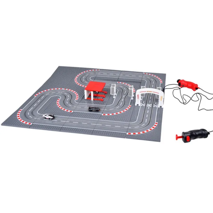 kolorowe flagi oraz naklejki na klockach toru bugatti