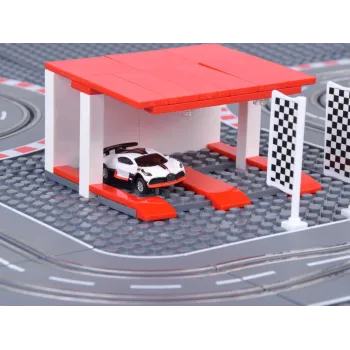 budowanie trasy wyścigowej z kwadratowych podstaw i klocków bugatti