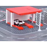 budowanie trasy wyścigowej z kwadratowych podstaw i klocków bugatti