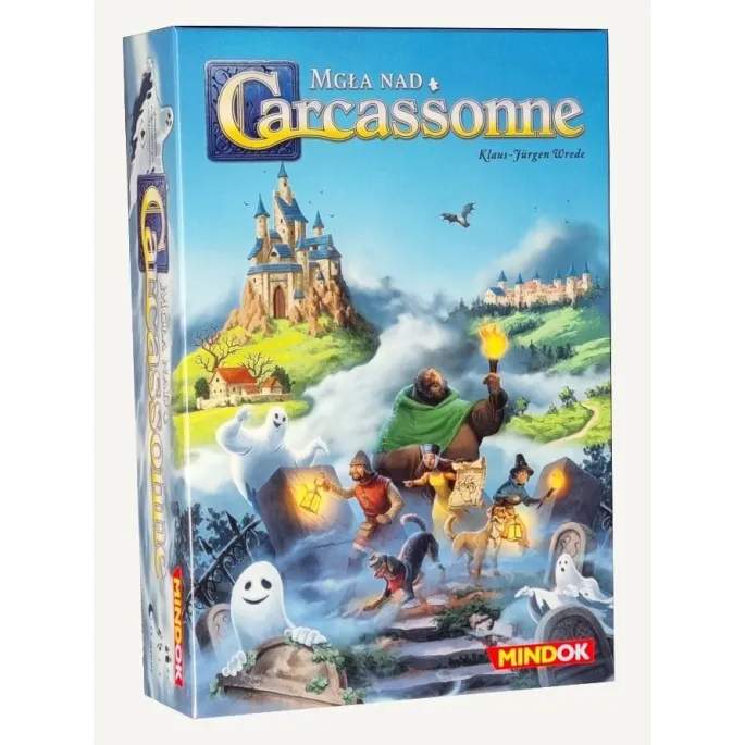 Pudełko gry Carcassonne - Mgła nad Carcassonne z widoczną grafiką mgły
