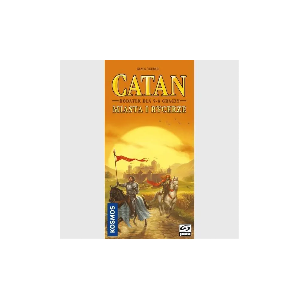 pudełko Catan Miasta i Rycerze 5/6 graczy wraz z komponentami na stole