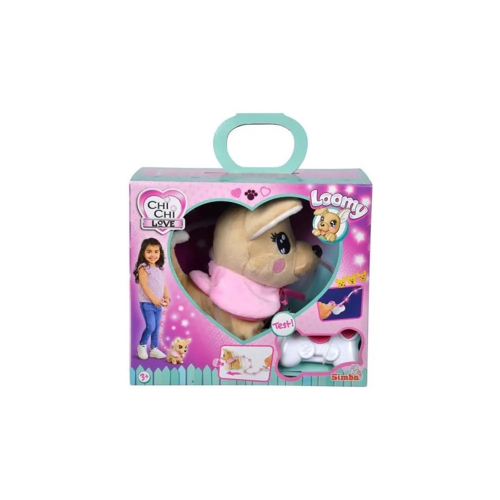 Chi Chi Love Loomy sterowany na świecący kabel w różowej pelerynie z kokardką